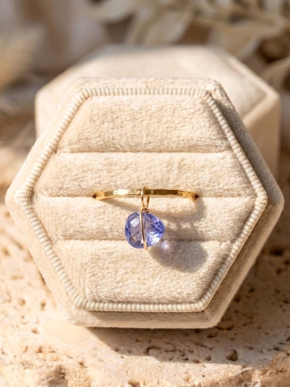 Gold Filled Dainty Tanzanite Fidget / Spinner Ring